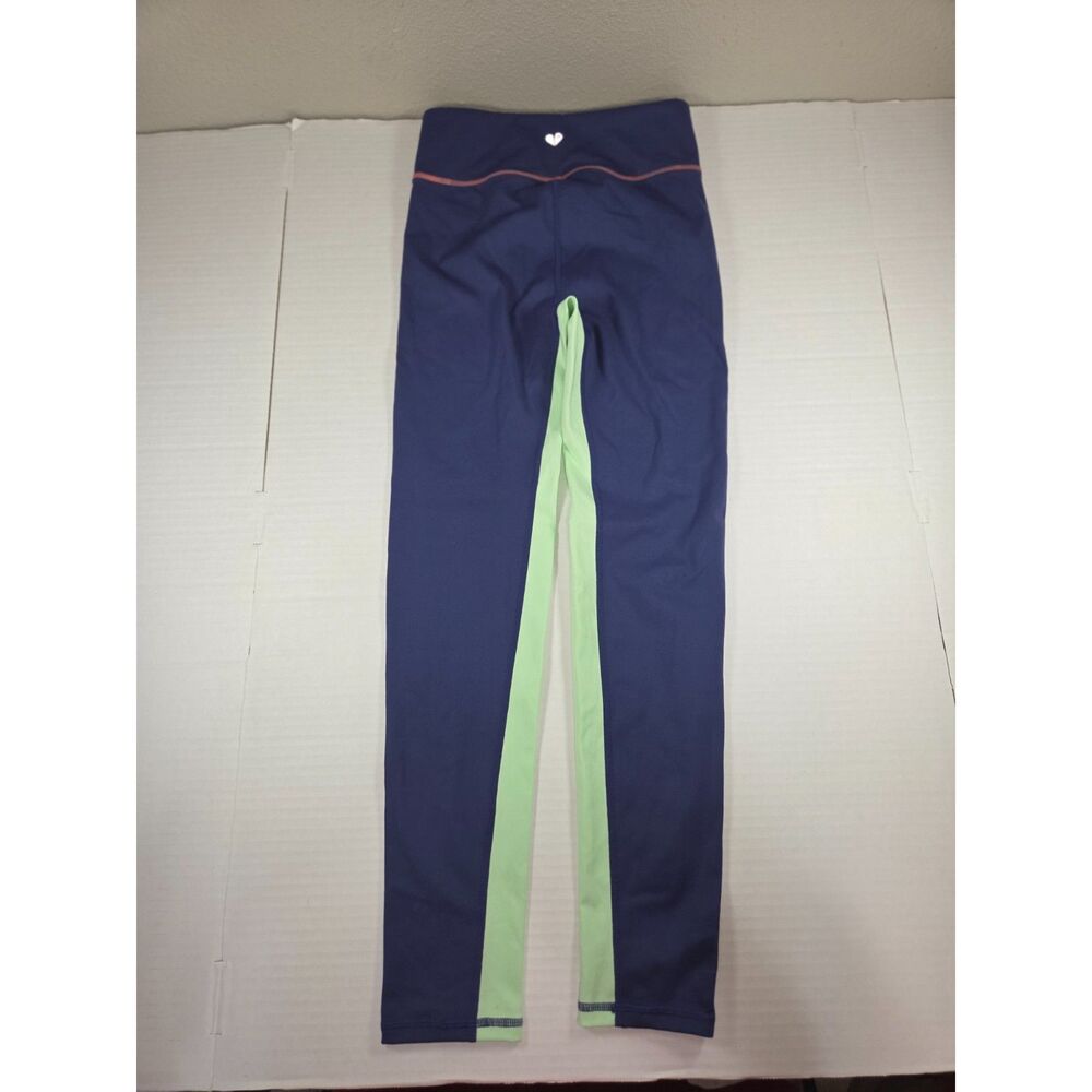Fabletics High-Waisted Colorblock Leggings | Navy Mint & Pink Trim | XL (14-16)